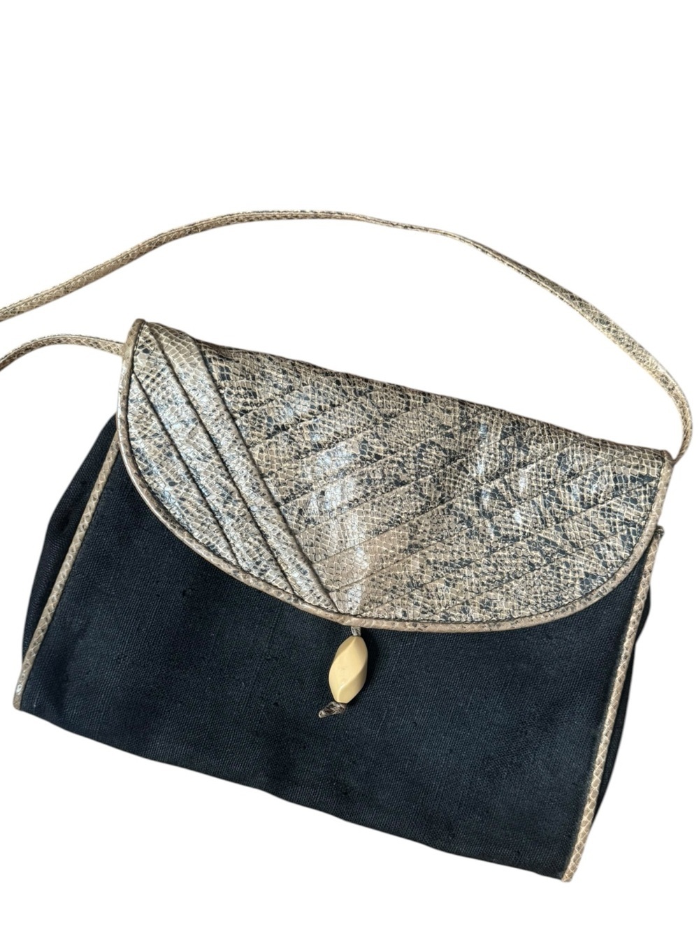 Vintage Barbara Bolan Crocodile & Linen 1980’s Bohemian Made in Italy Bag